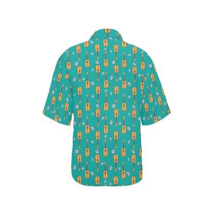Ukulele Print Design LKS403 Women's Hawaiian Shirt