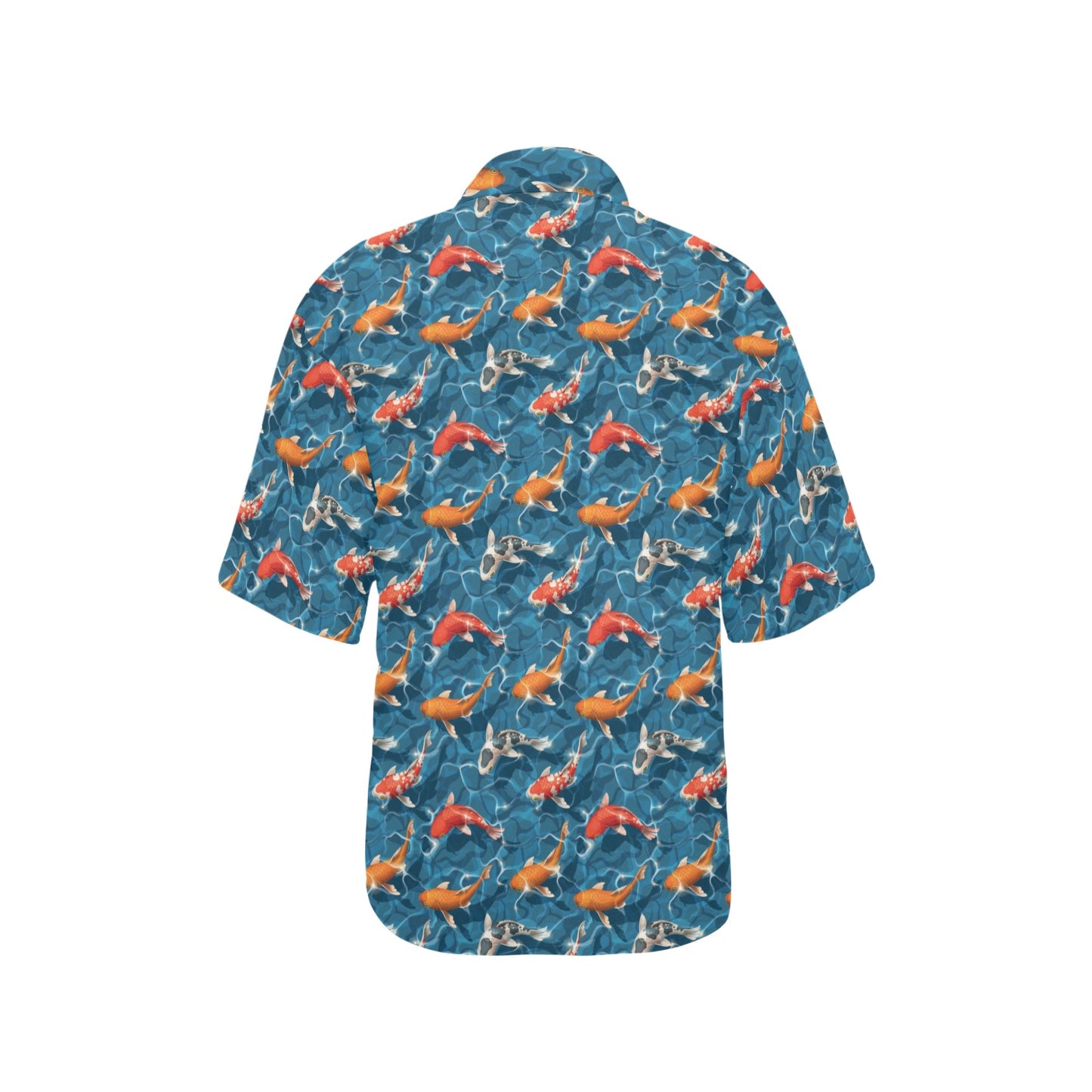 Koi Carp Water Design Themed Print Women's Hawaiian Shirt