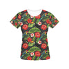 Hibiscus Red With Parrotprint Design LKS303 Women's  T-shirt