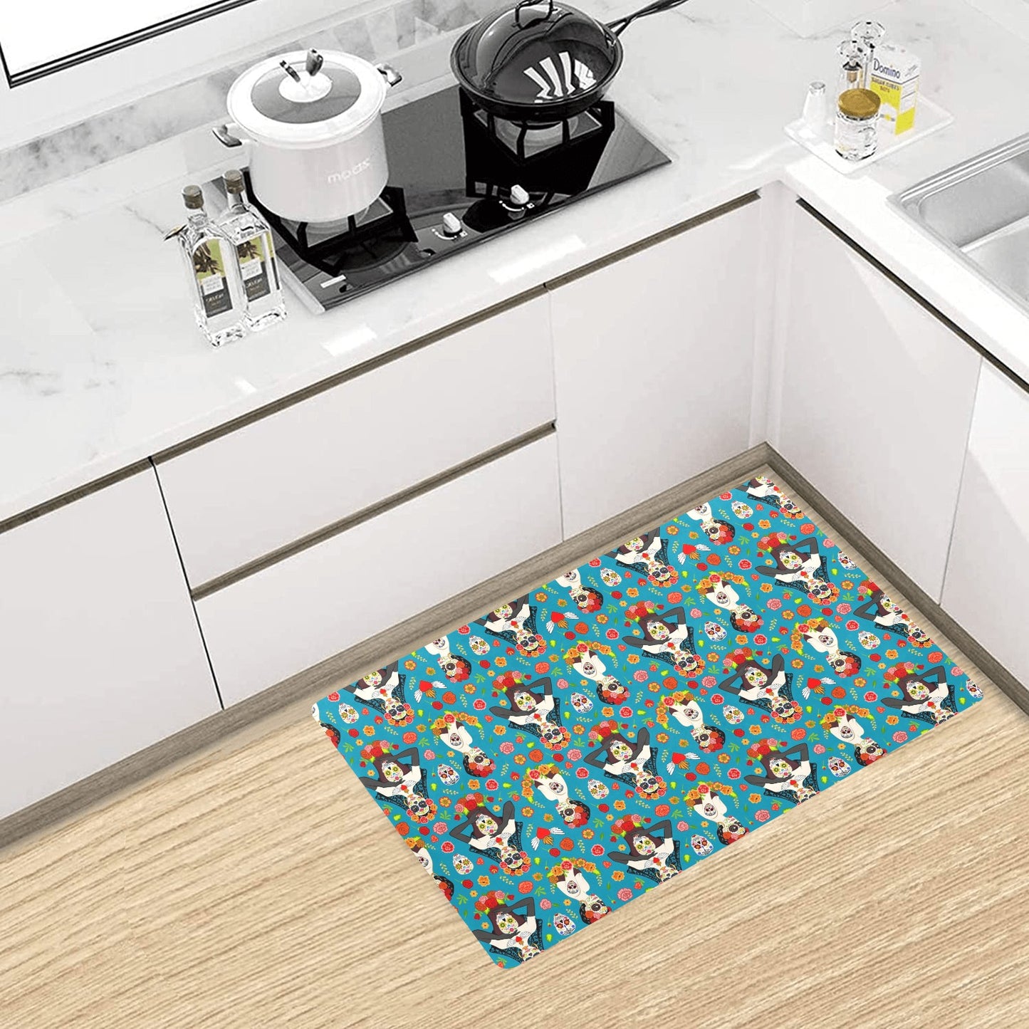 Day of the Dead Old School Girl Design Kitchen Mat