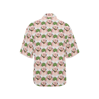 Pig Print Design LKS403 Women's Hawaiian Shirt