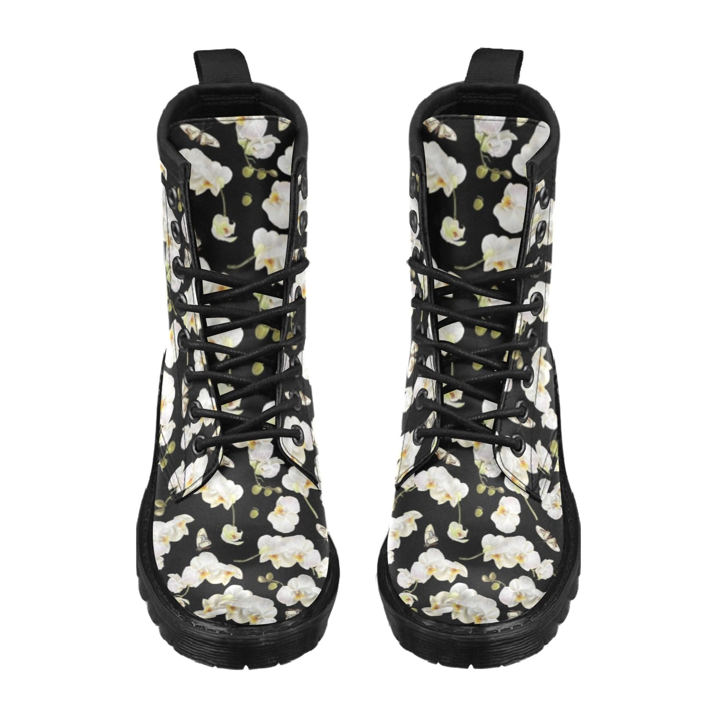 Orchid White Pattern Print Design OR011 Women's Boots