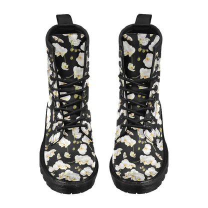Orchid White Pattern Print Design OR011 Women's Boots