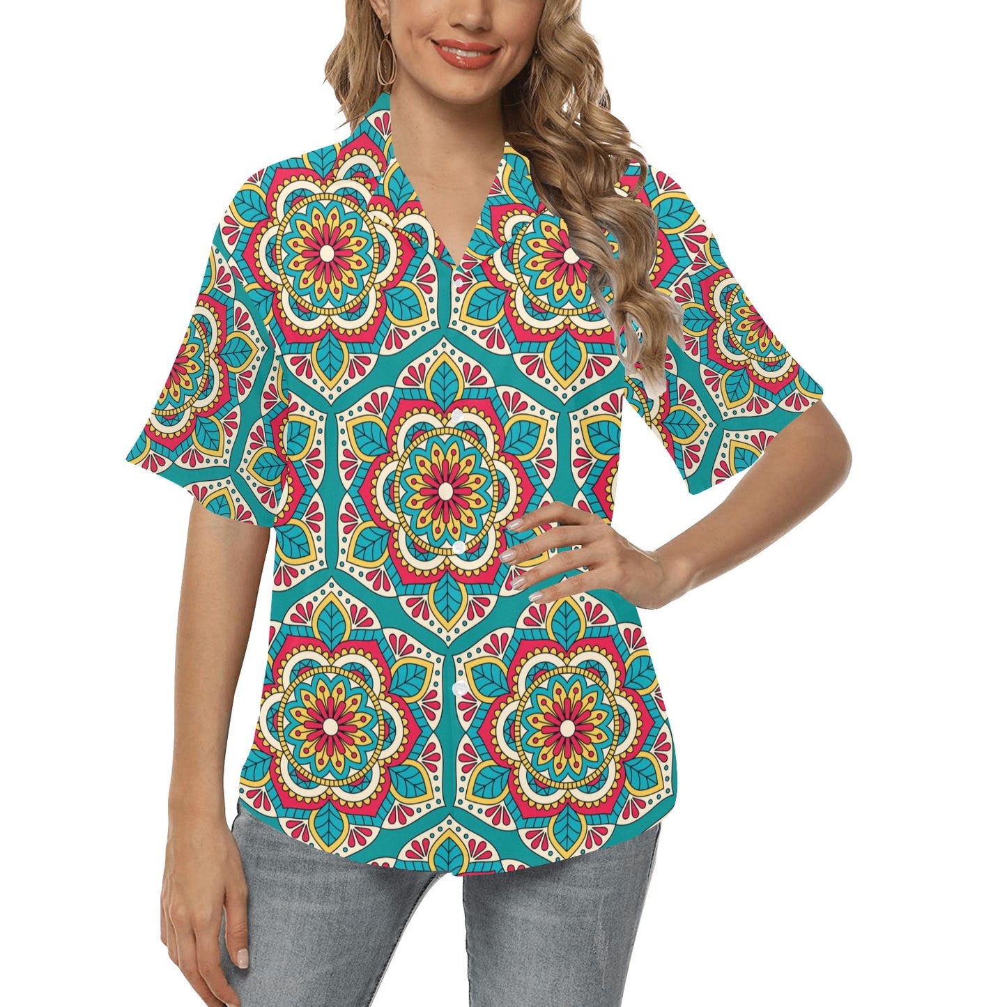 Mandala Pattern Print Design 03 Women's Hawaiian Shirt