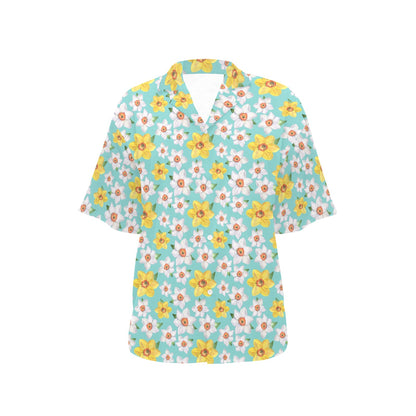 Daffodils Pattern Print Design 02 Women's Hawaiian Shirt