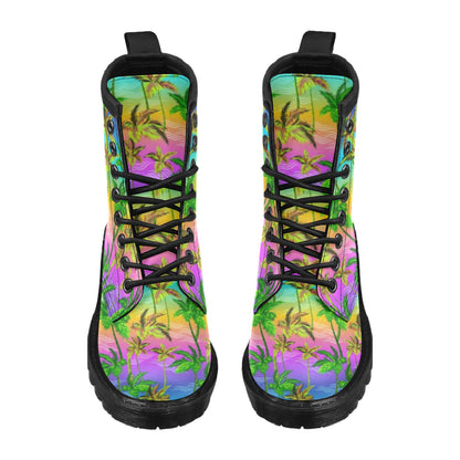 Palm Tree Rainbow Pattern Women's Boots