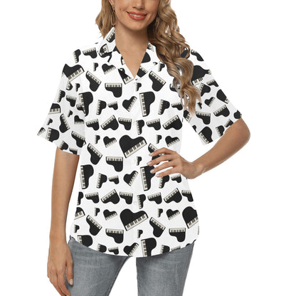 Piano Print Design LKS405 Women's Hawaiian Shirt