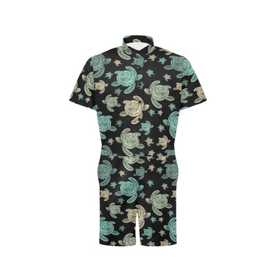 Sea Turtle Stamp Pattern Men's Romper