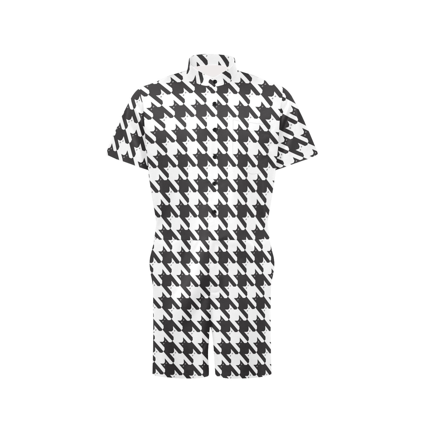 Cat HoundstoothPattern Print Design 01 Men's Romper