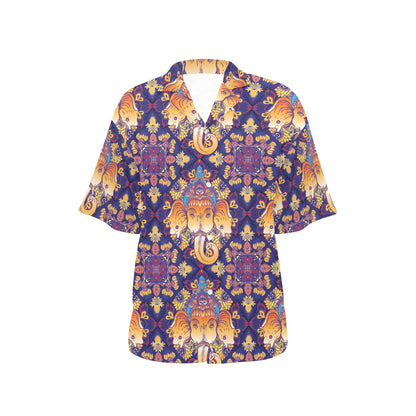 Ganesha Pattern Print Design 01 Women's Hawaiian Shirt