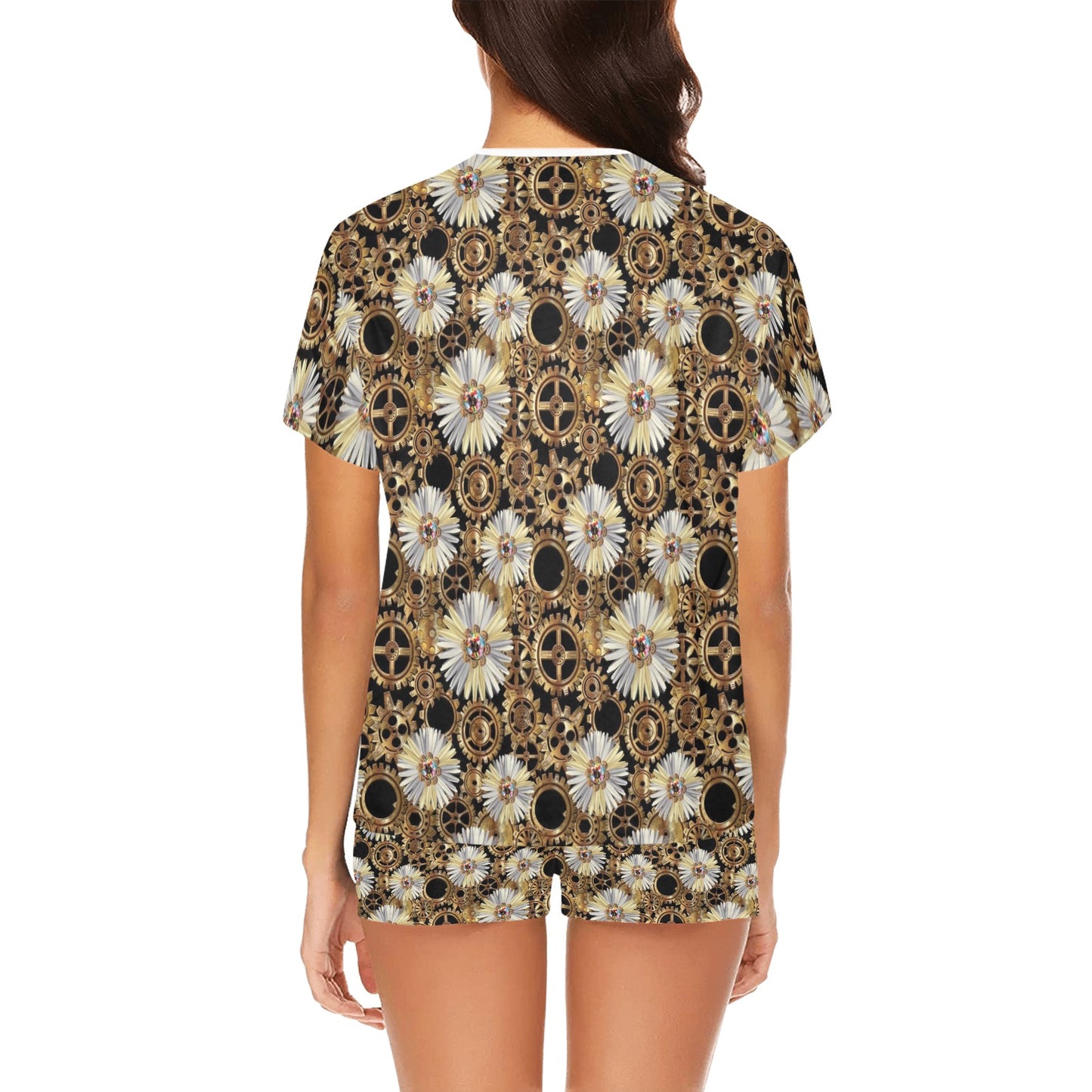 Steampunk Print Design LKS305 Women's Short Pajama Set