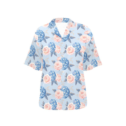 Hydrangea Pattern Print Design HD06 Women's Hawaiian Shirt