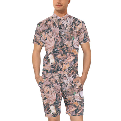 Camouflage Realistic Tree Leaf Print Men's Romper