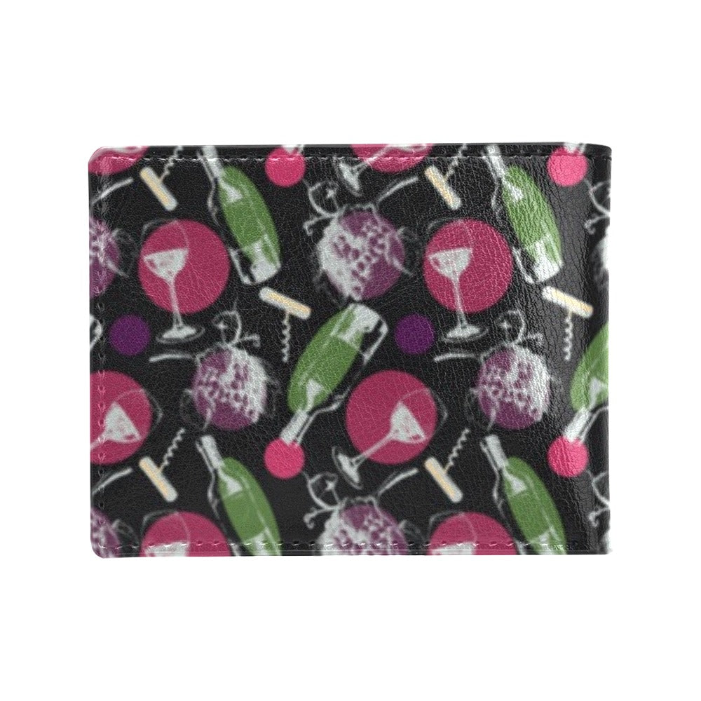 Wine Print Design LKS307 Men's ID Card Wallet