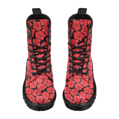 Hibiscus Red Pattern Print Design LKS306 Women's Boots