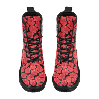 Hibiscus Red Pattern Print Design LKS306 Women's Boots