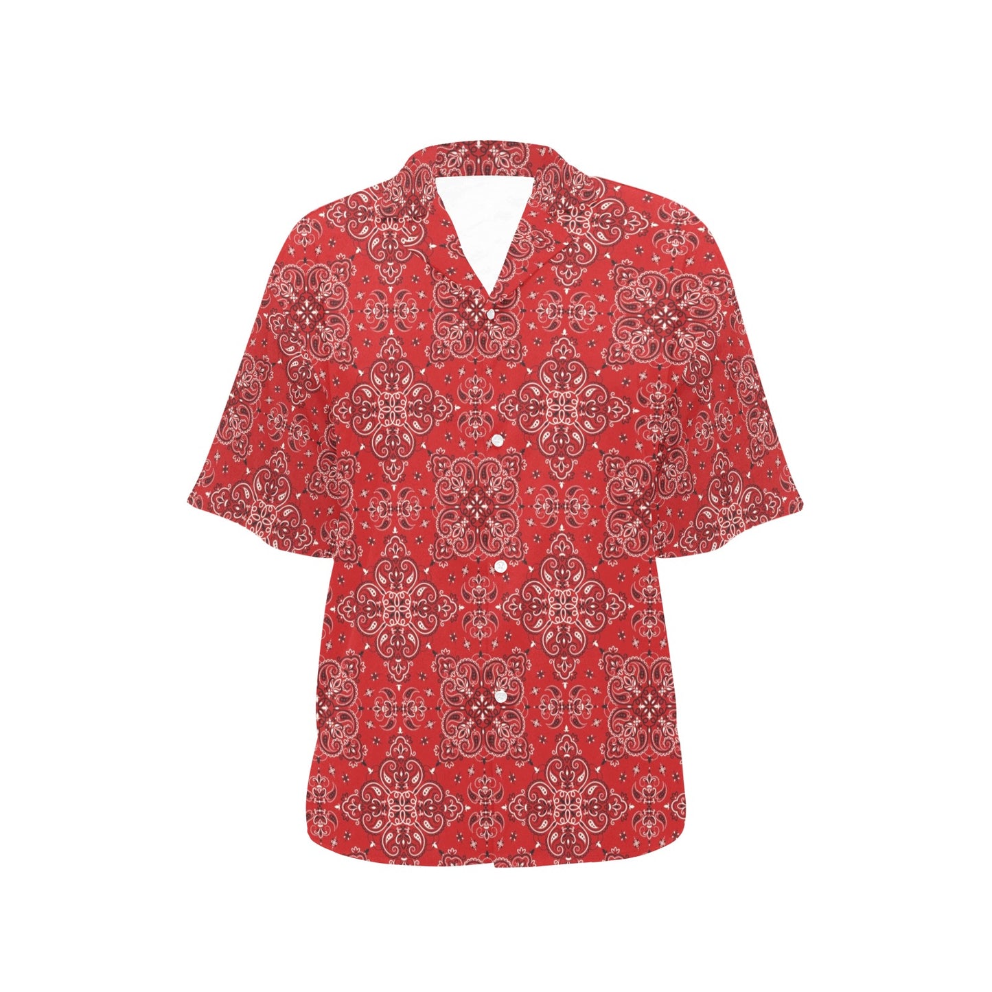 Bandana Red Pattern Print Design LKS3010 Women's Hawaiian Shirt