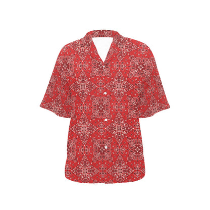 Bandana Red Pattern Print Design LKS3010 Women's Hawaiian Shirt