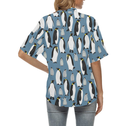 Penguin Pattern Print Design A03 Women's Hawaiian Shirt