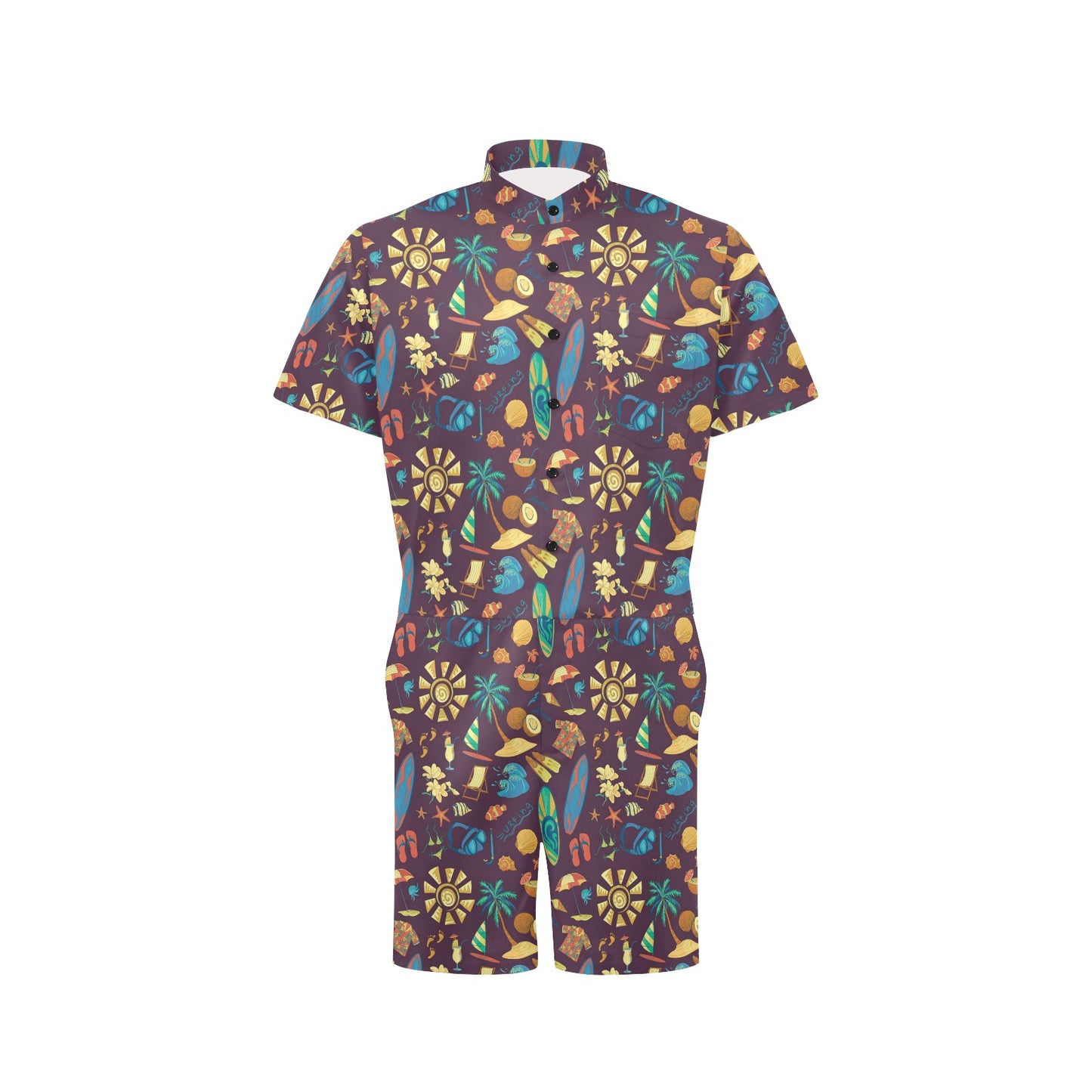 Aloha Hawaii Pattern Print Design 01 Men's Romper