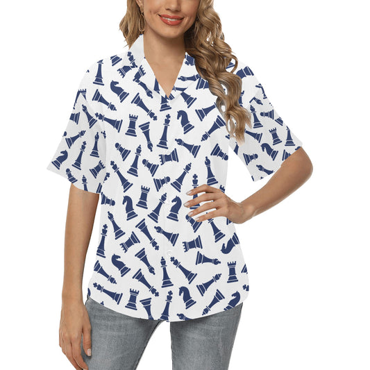 Chess Pattern Print Design 03 Women's Hawaiian Shirt