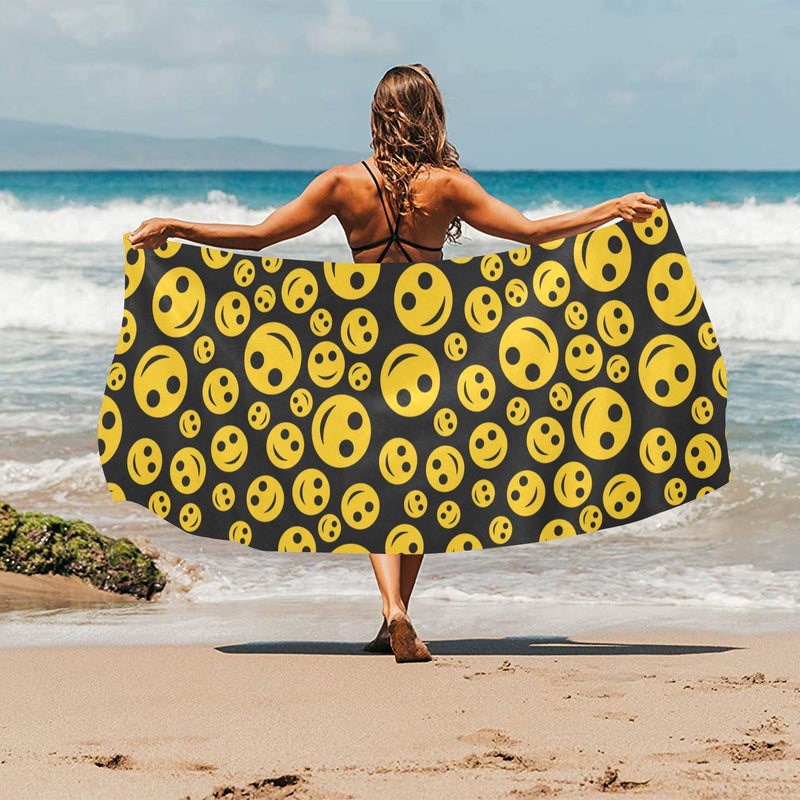 Smiley Face Emoji Print Design LKS304 Beach Towel 32" x 71"