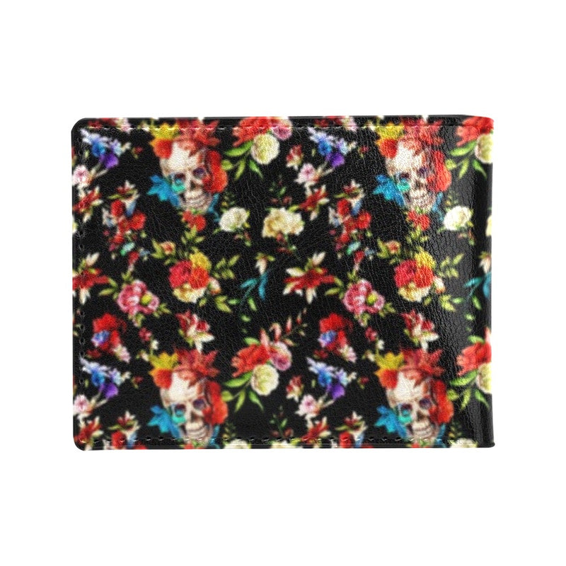 Skull Roses Flower Design Themed Print Men's ID Card Wallet