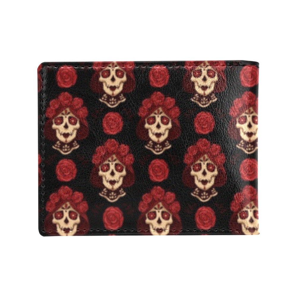Day of the Dead Skull Girl Pattern Men's ID Card Wallet
