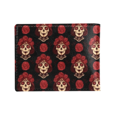 Day of the Dead Skull Girl Pattern Men's ID Card Wallet