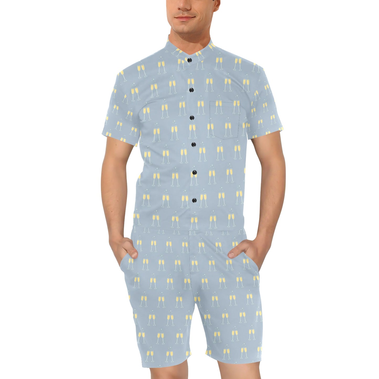 Champagne Pattern Print Design 03 Men's Romper