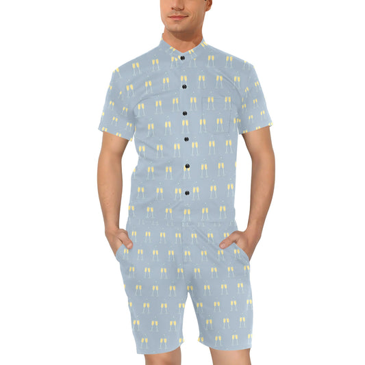 Champagne Pattern Print Design 03 Men's Romper