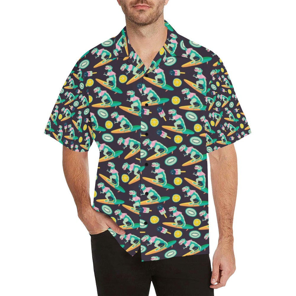 Surfboard T Rex Print Design LKS301 Men's Hawaiian Shirt