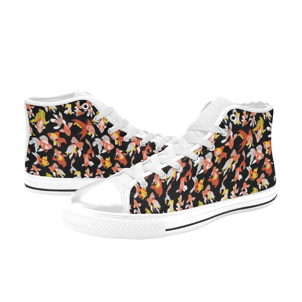Goldfish Print Design LKS401 High Top Women's White Shoes
