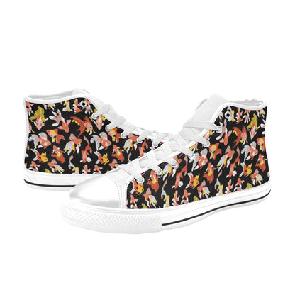 Goldfish Print Design LKS401 High Top Women's White Shoes