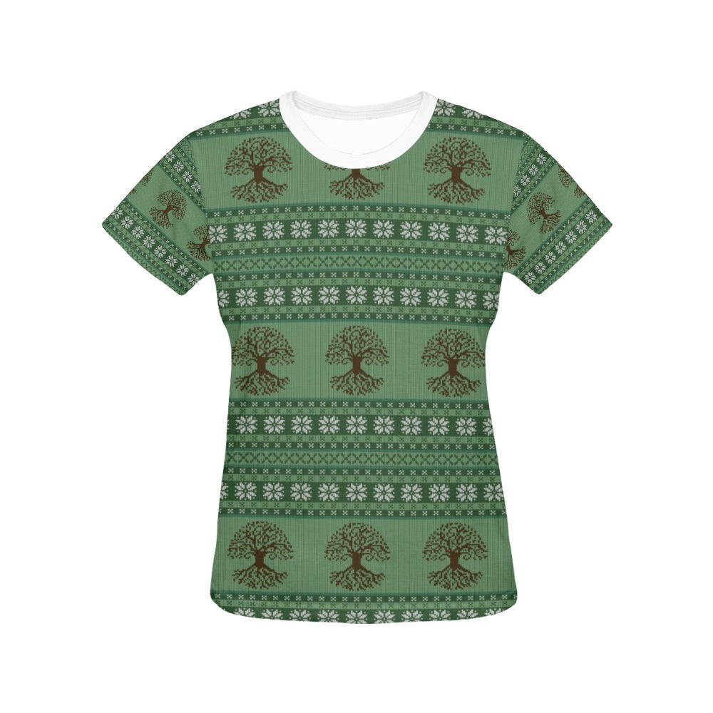 Tree Of Life Knit Style Print Design LKS301 Women's  T-shirt