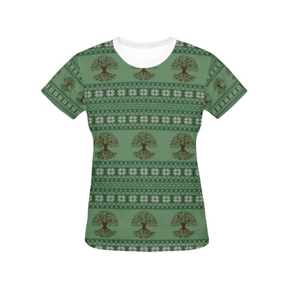 Tree Of Life Knit Style Print Design LKS301 Women's  T-shirt
