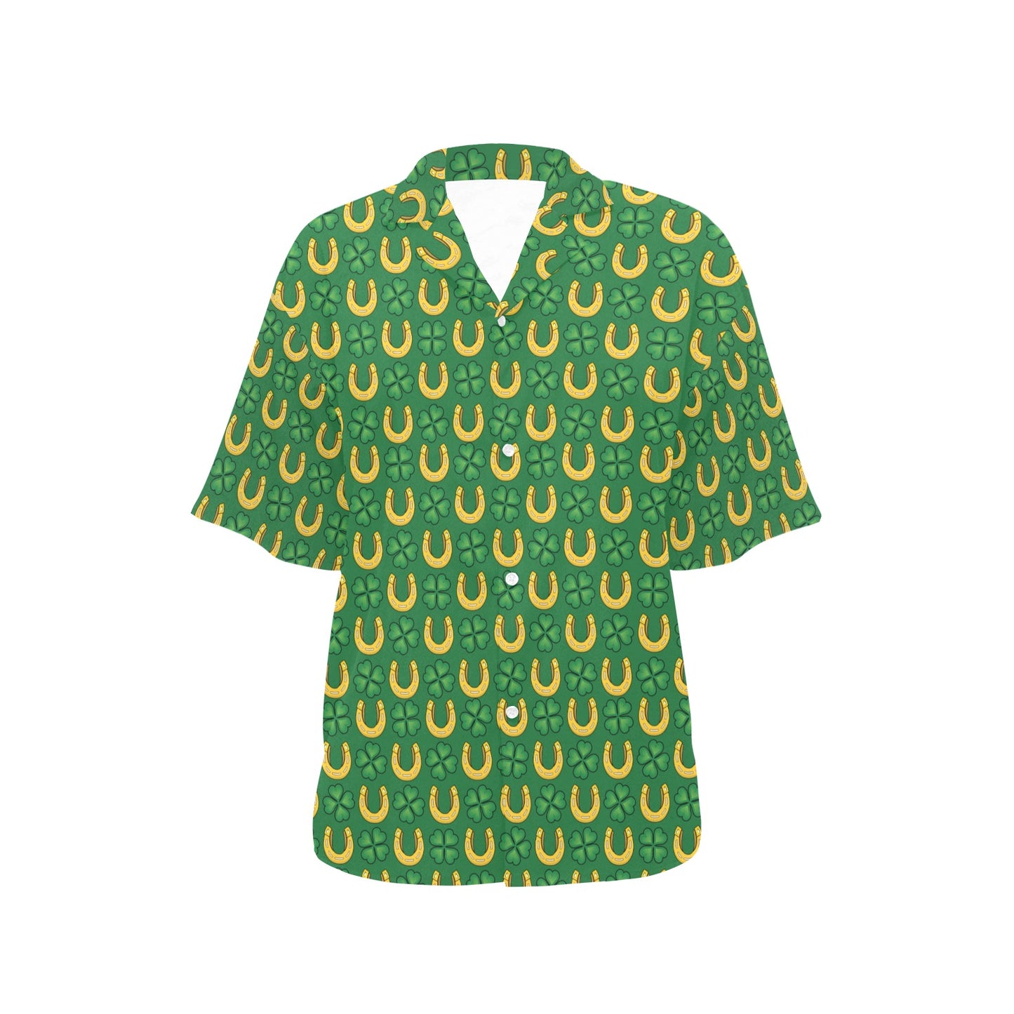 Shamrock Horseshoes Print Pattern Women's Hawaiian Shirt