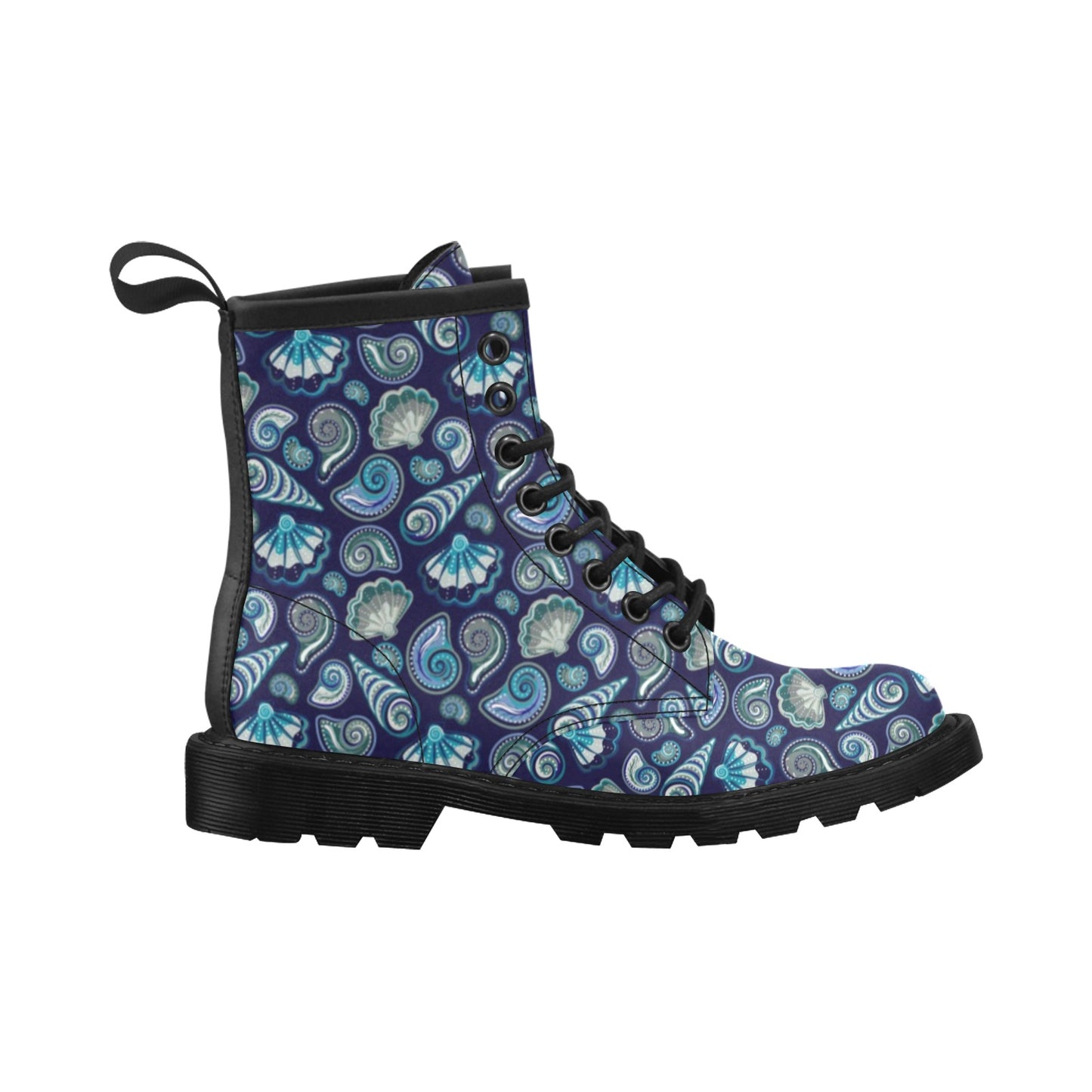 Beach Seashell Blue Print Women's Boots