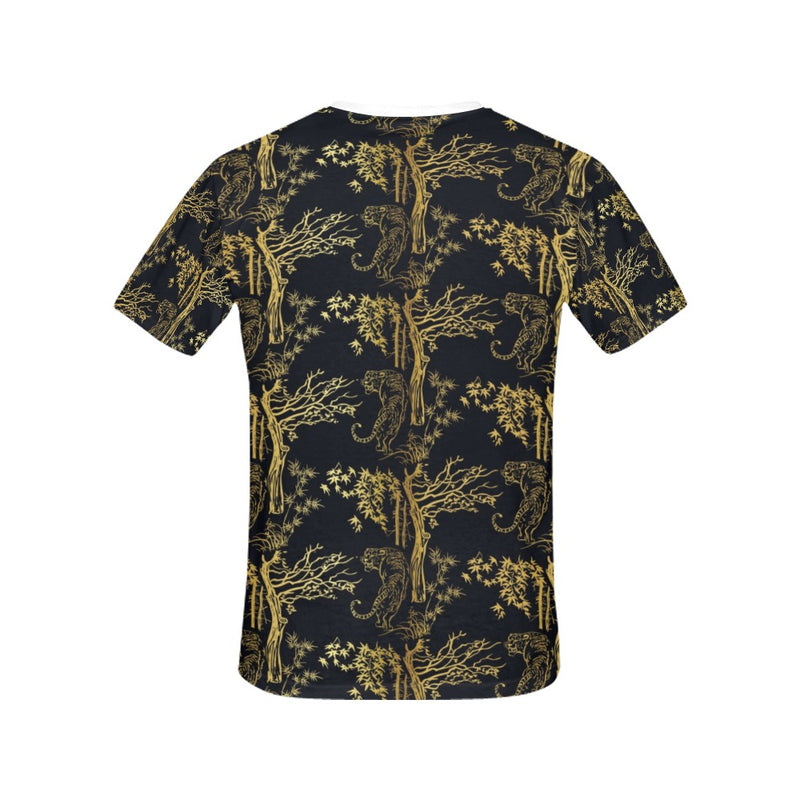 Tiger Gold Print Design LKS307 Women's  T-shirt