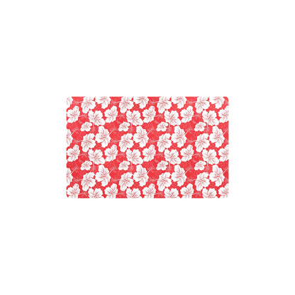 Flower Hawaiian Hibiscus Red Background Print Kitchen Mat
