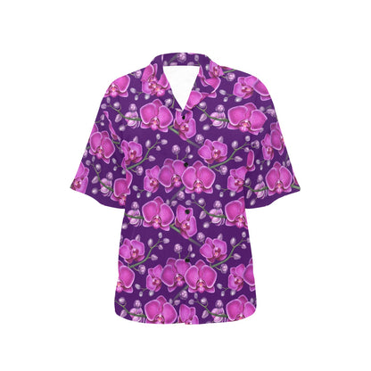 Orchid Purple Pattern Print Design OR02 Women's Hawaiian Shirt