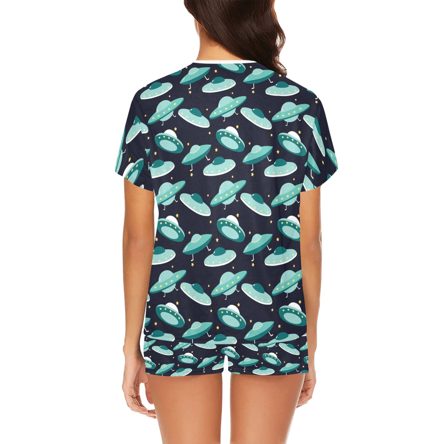 UFO Print Design LKS304 Women's Short Pajama Set