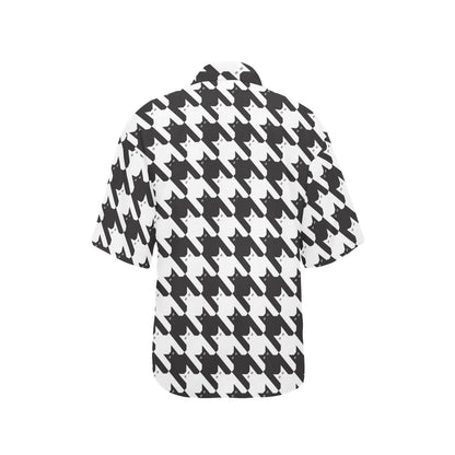Cat HoundstoothPattern Print Design 01 Women's Hawaiian Shirt