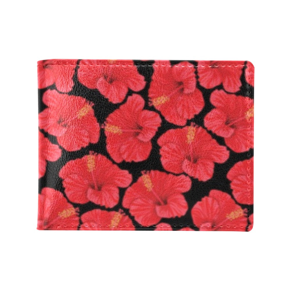 Hibiscus Red Pattern Print Design LKS306 Men's ID Card Wallet