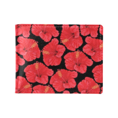 Hibiscus Red Pattern Print Design LKS306 Men's ID Card Wallet