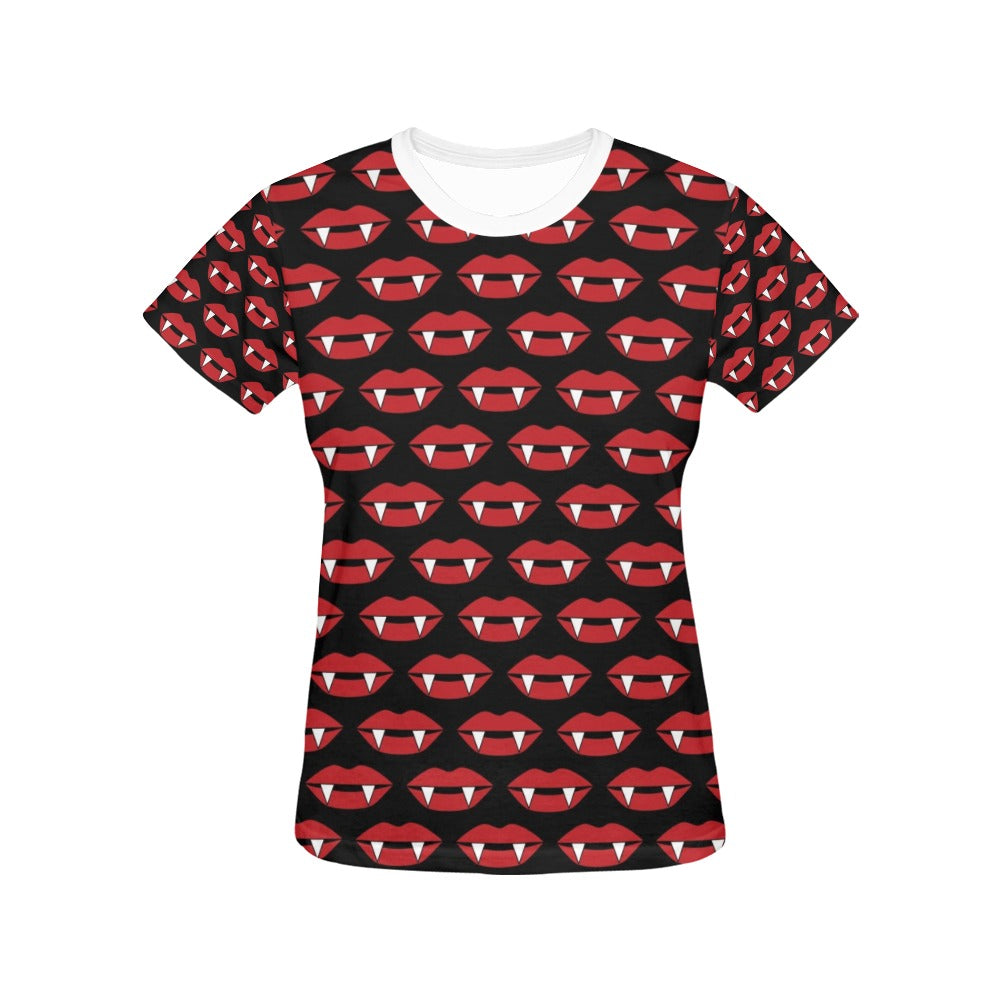 Vampire Lips Print Design LKS302 Women's  T-shirt