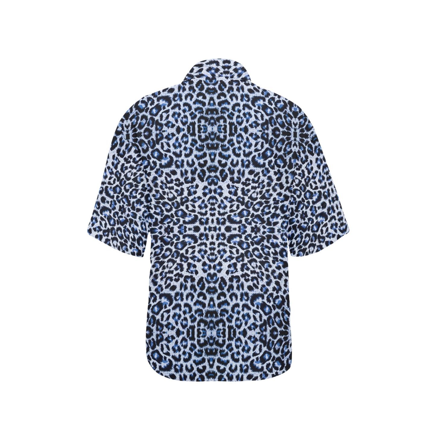 Leopard Blue Skin Print Women's Hawaiian Shirt