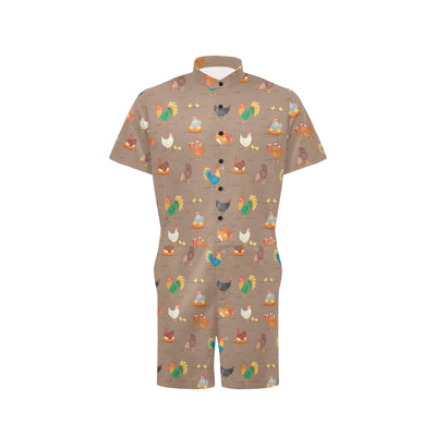 Chicken Happy Print Pattern Men's Romper