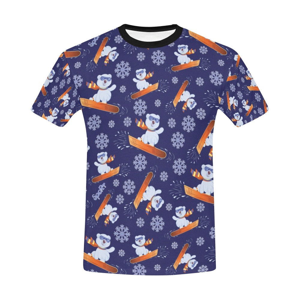 Snowboard Bear Print Design LKS305 Men's All Over Print T-shirt