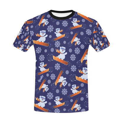 Snowboard Bear Print Design LKS305 Men's All Over Print T-shirt